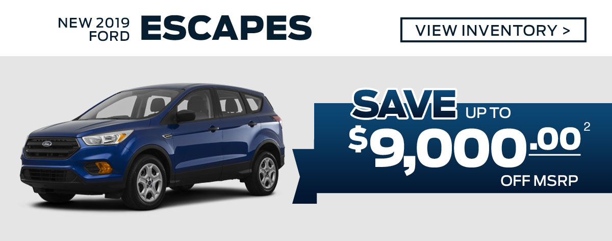 New 2019 Ford Escapes - Up to $9,000 Off!